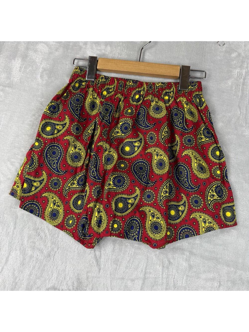 Happy Socks Paisley Shorts Boxers Red Yellow Pattern Cotton Size S Casual Lounge - Picture 3 of 8